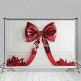 Lofaris Red Bow Tie Floral White Wall Photography Backdrop